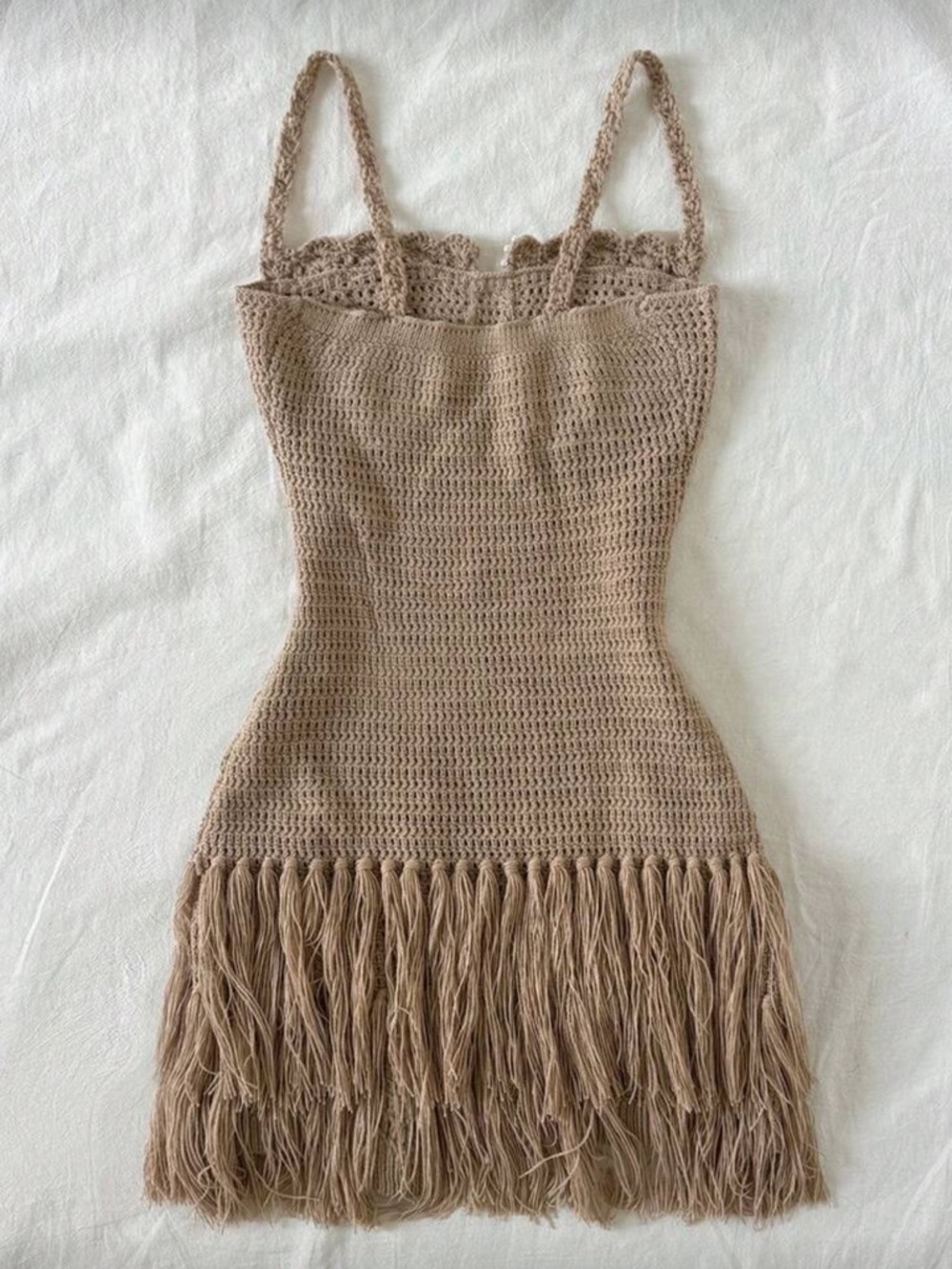 WILA Beige Crochet Fringe Mini Dress - Picture 3 of 6